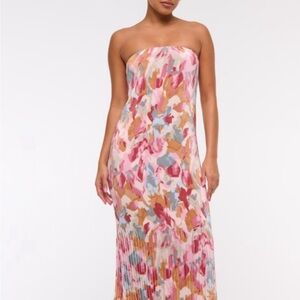 Abercrombie & Fitch Strapless Floral Dress - Pink and Blue